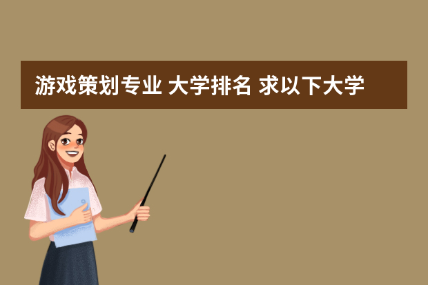 游戏策划专业 大学排名 求以下大学哪个关于游戏设计的专业比较好？
